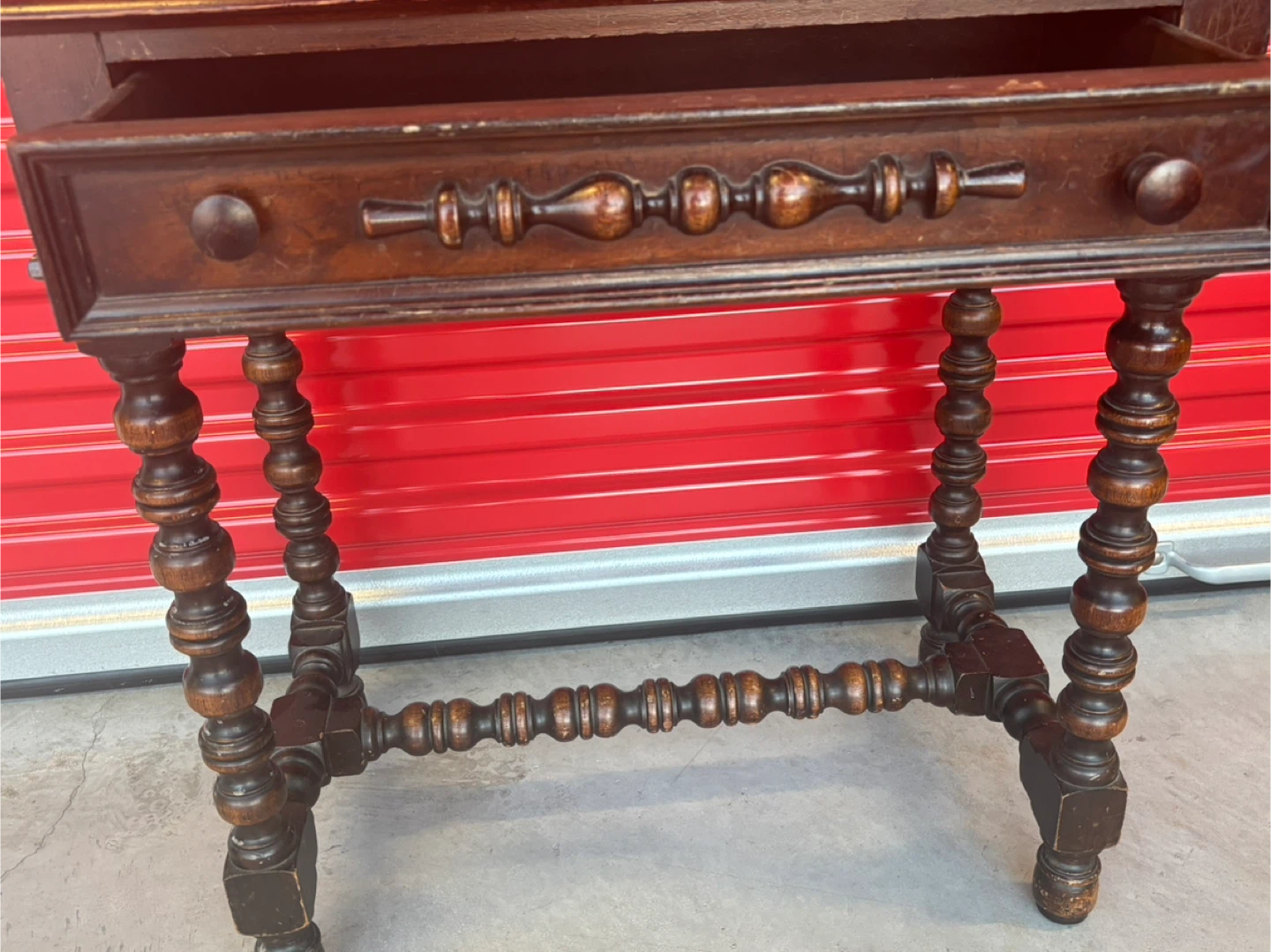 Antique Dark Wood Side Table - photo 2