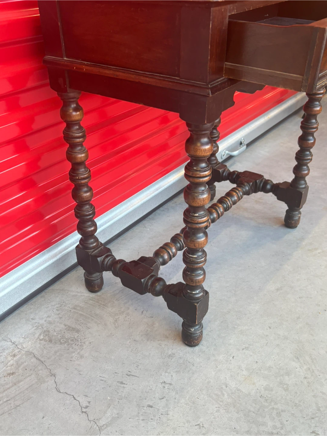 Antique Dark Wood Side Table - photo 5
