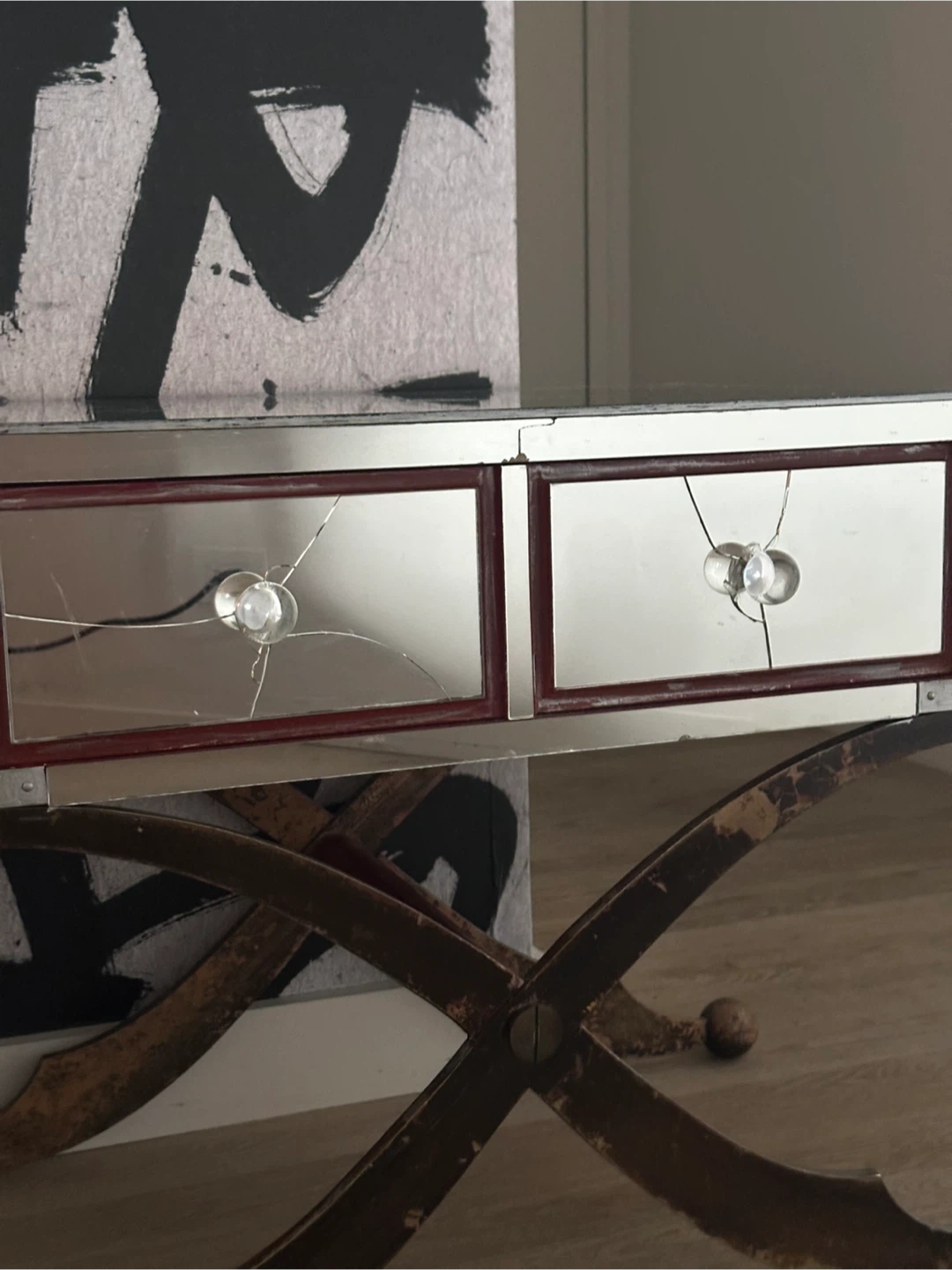 Antique Mirrored Vanity Table with Drawers - photo 5