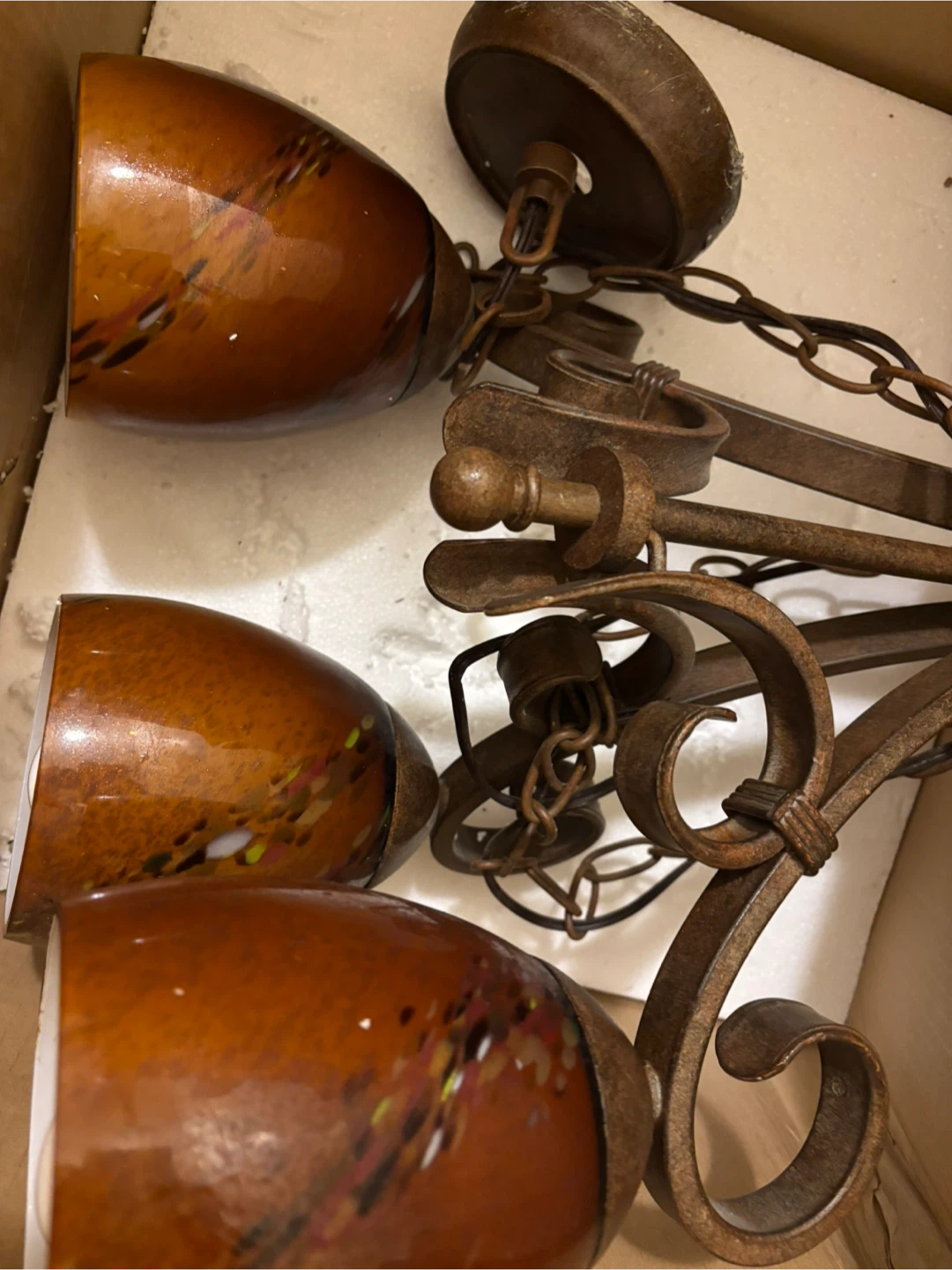 Brown Glass & Metal Chandelier - photo 2