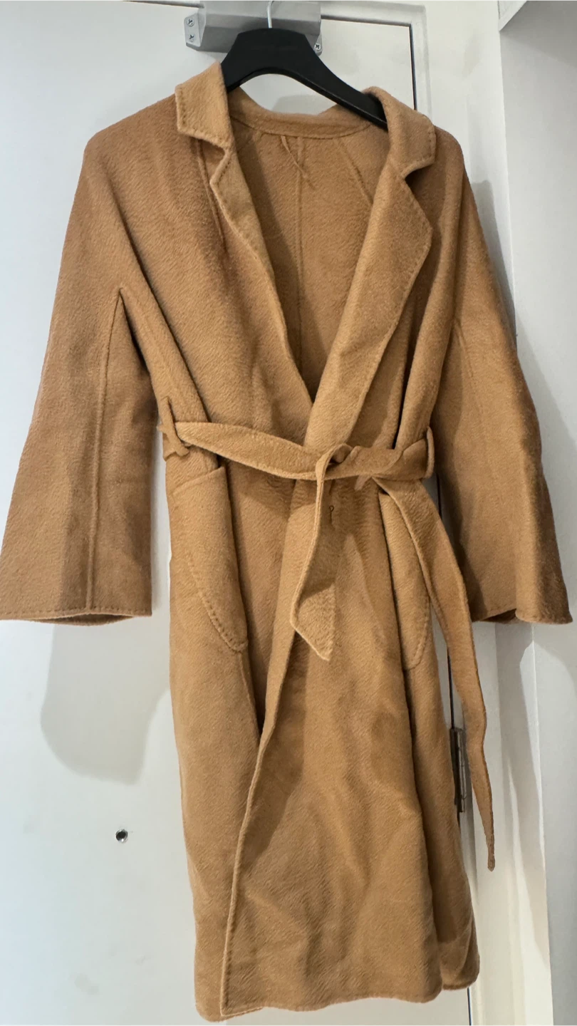 Tan Wool Blend Wrap Coat