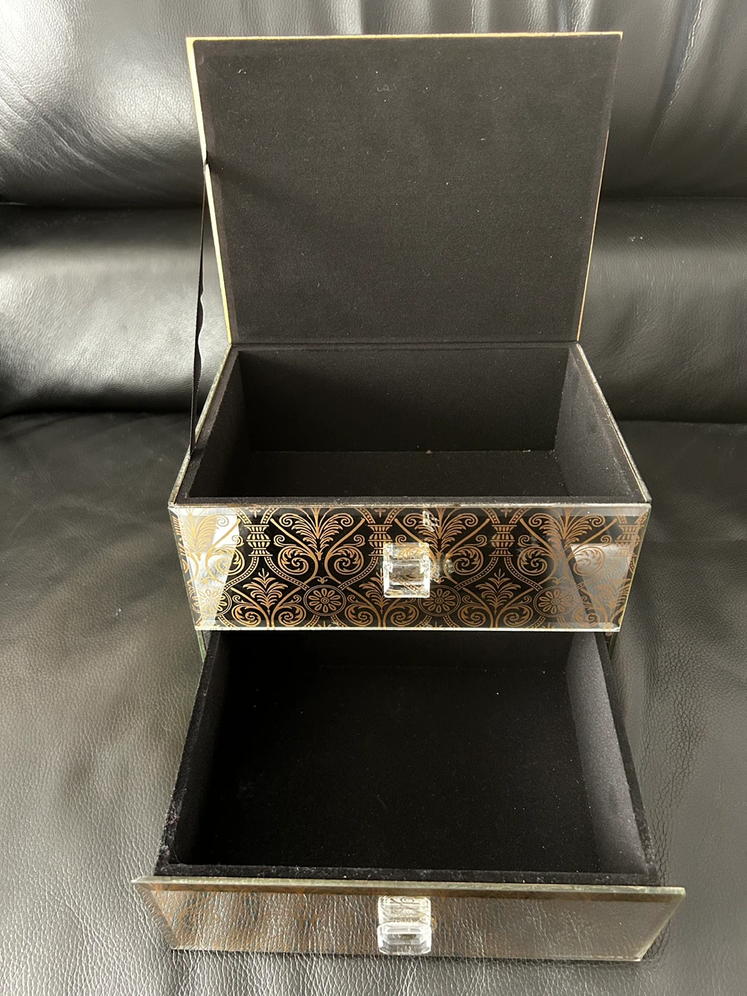Mirrored Jewelry Box with Two Drawers
