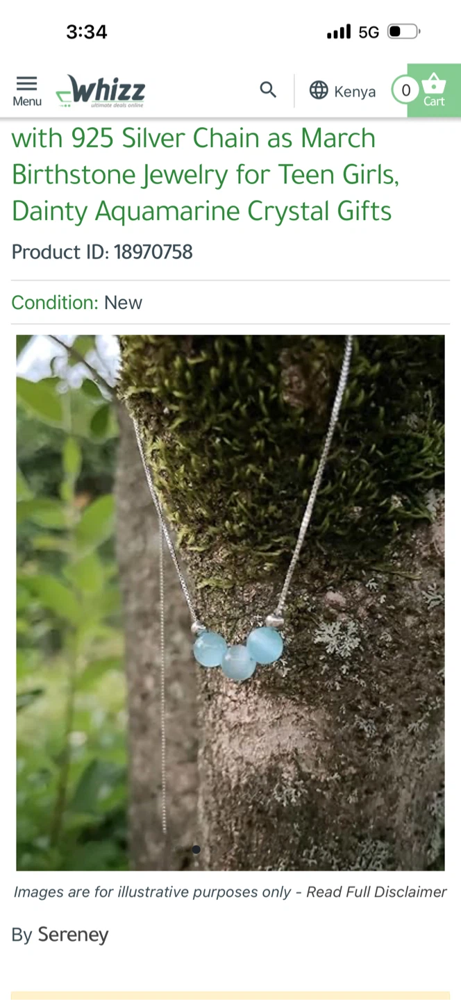 Zauler Aquamarine Silver Chain Necklace - New