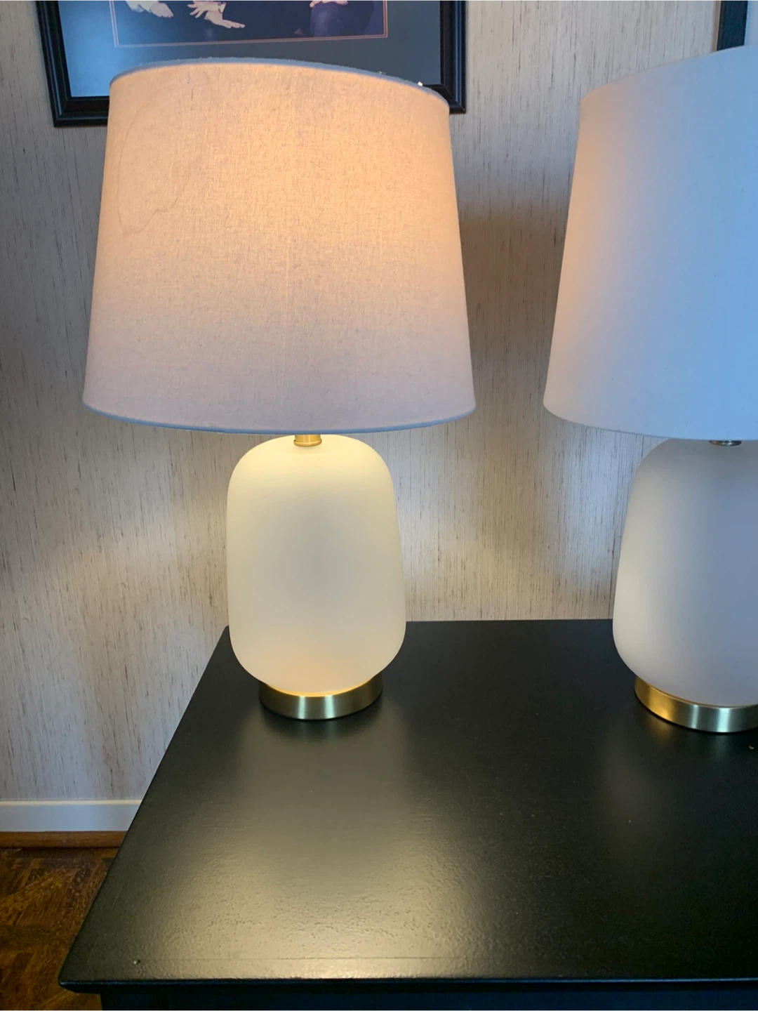 Pending Glass White Table Lamps with gold accents - photo 2