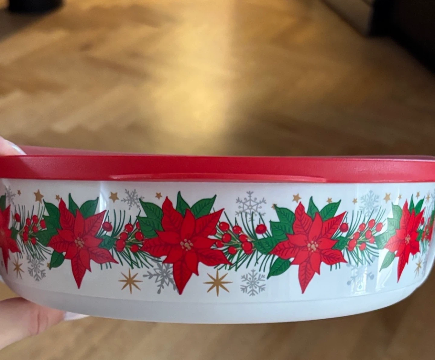 Tupperware Round Container with Poinsettia Design - photo 4