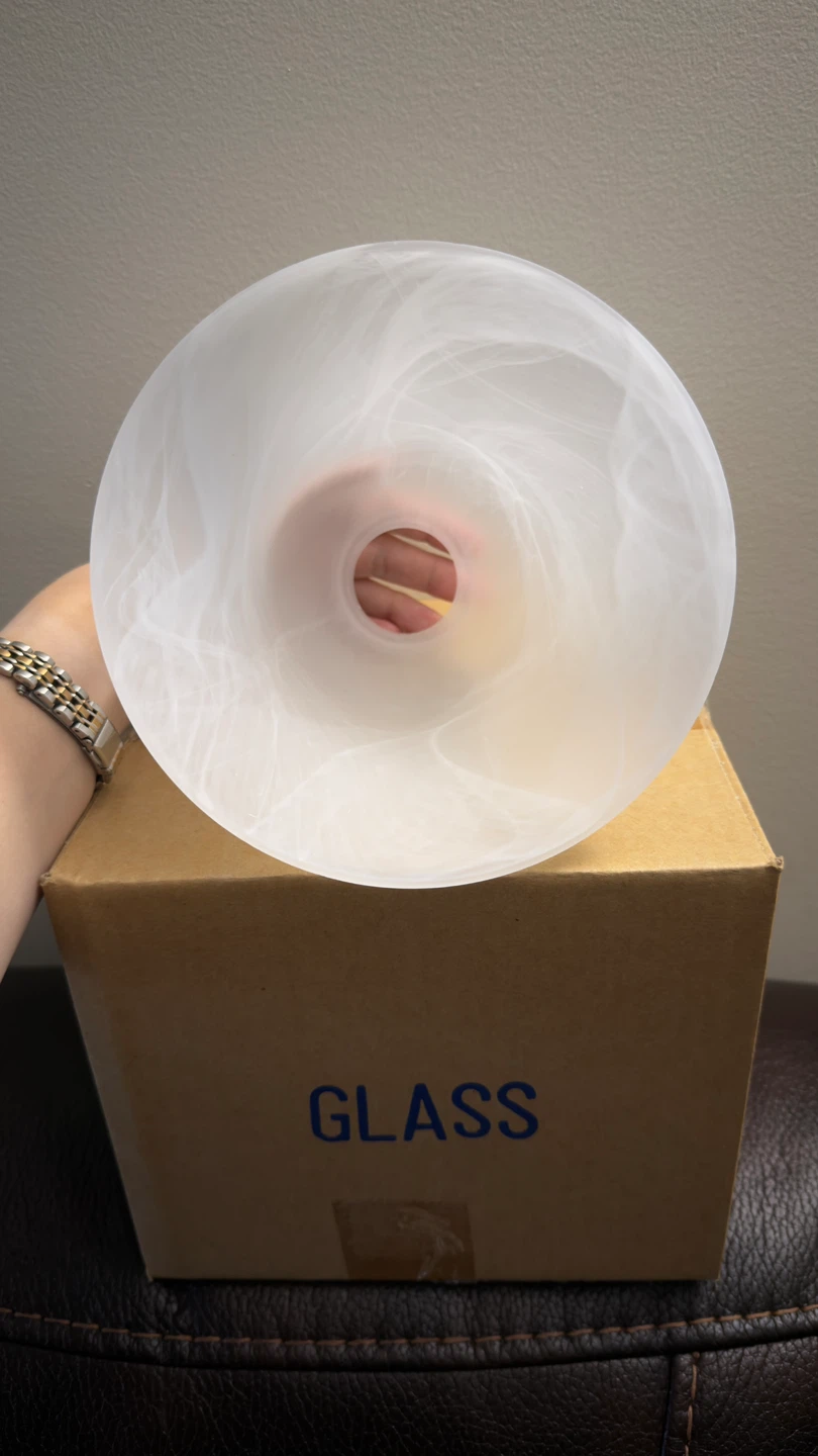 NEW Glass Light Shade, White Swirl Pattern - photo 4