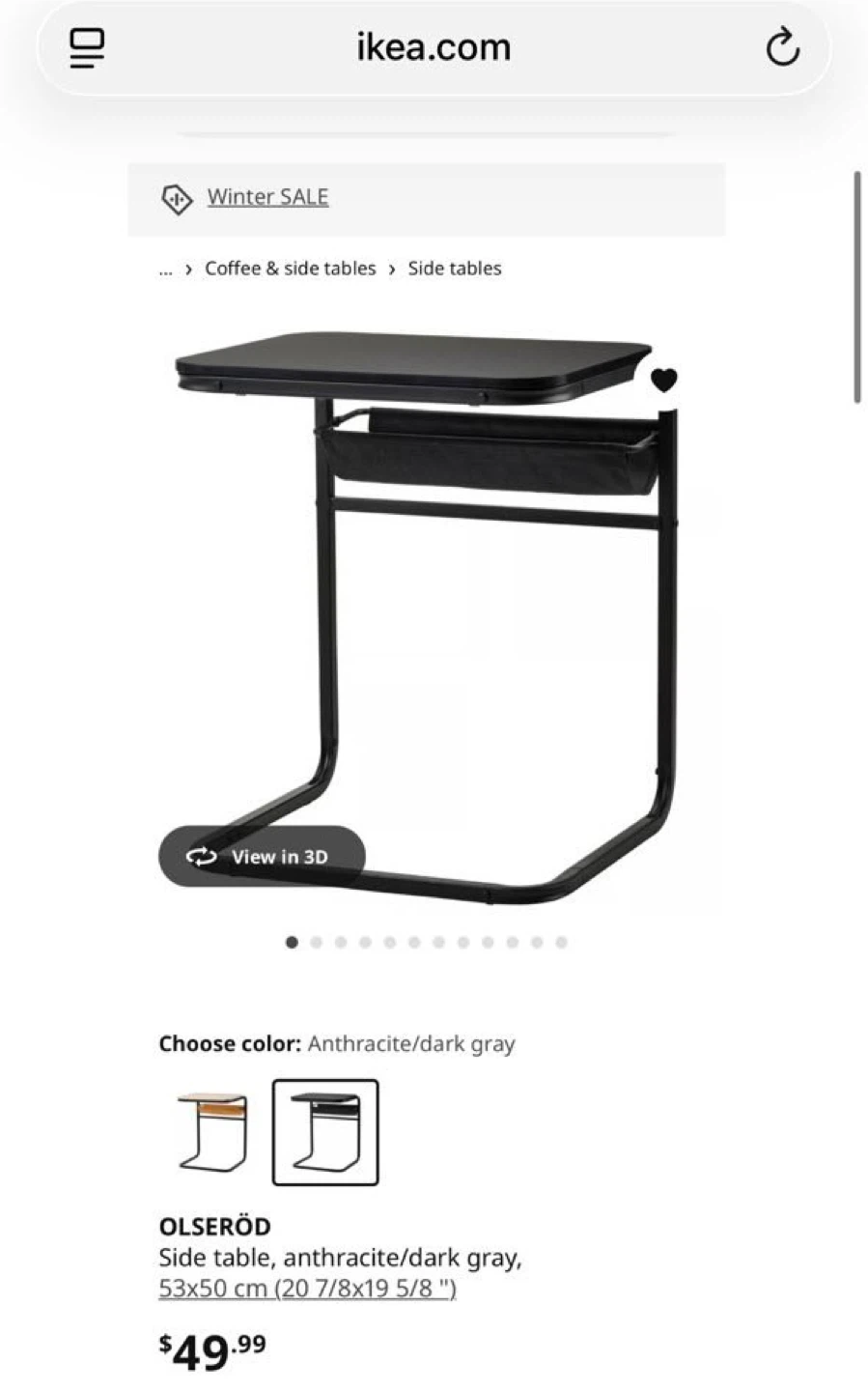 IKEA Side Table – Anthracite/Dark Grey (Sticker Removable) - photo 2