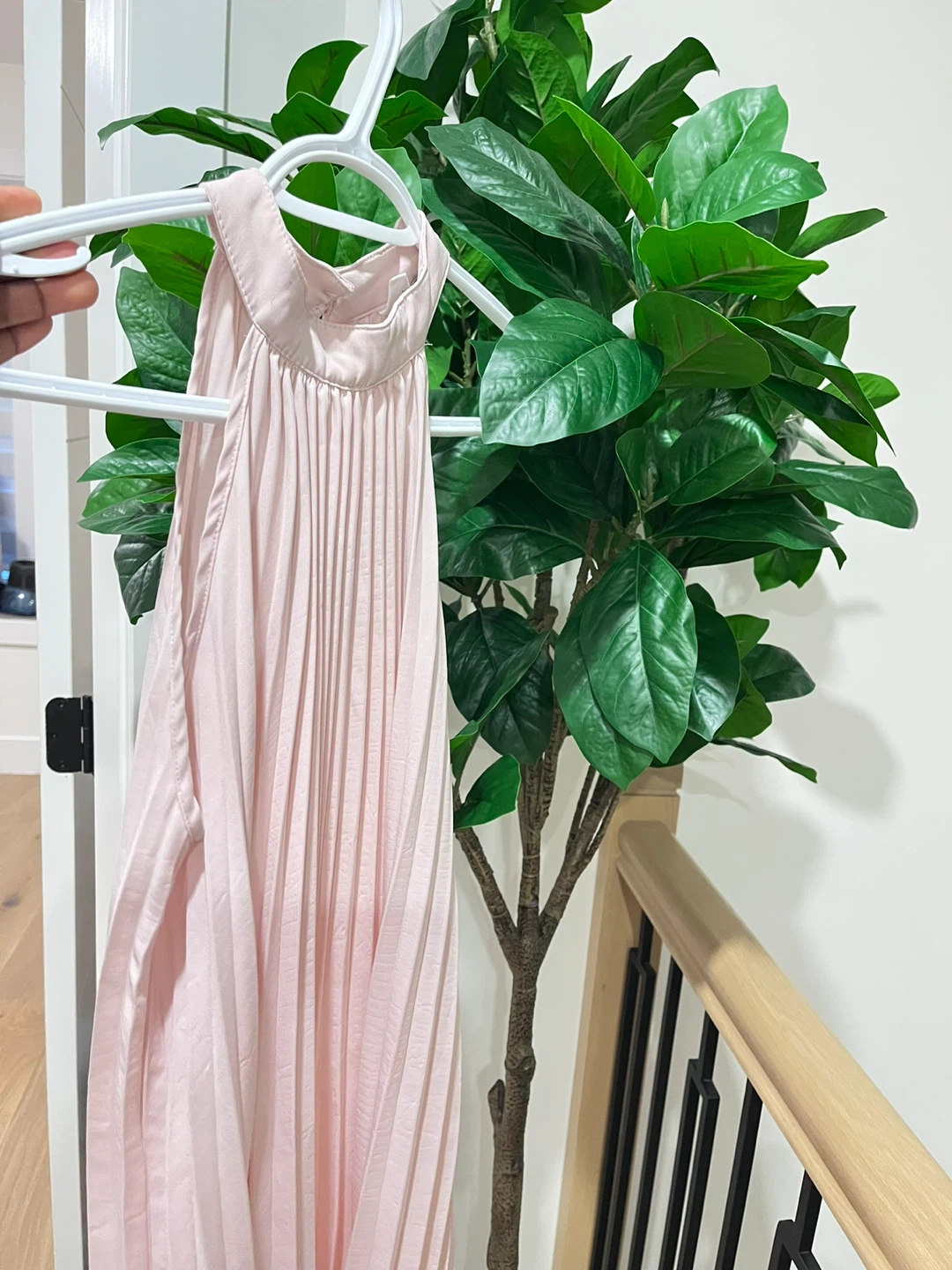 Pleated Halter Dress - Light Pink