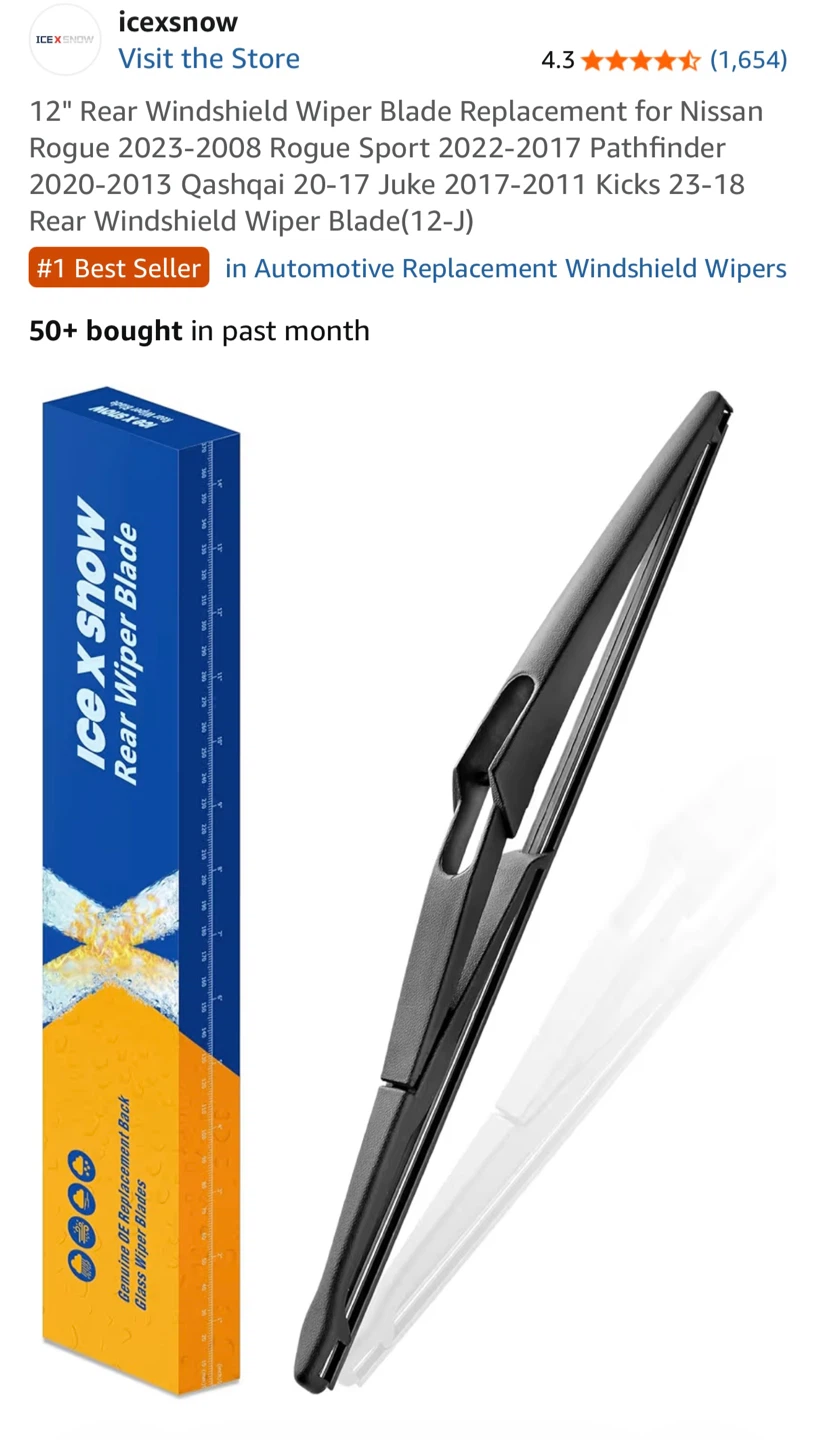 New Ice x Snow Rear Wiper Blade 12"