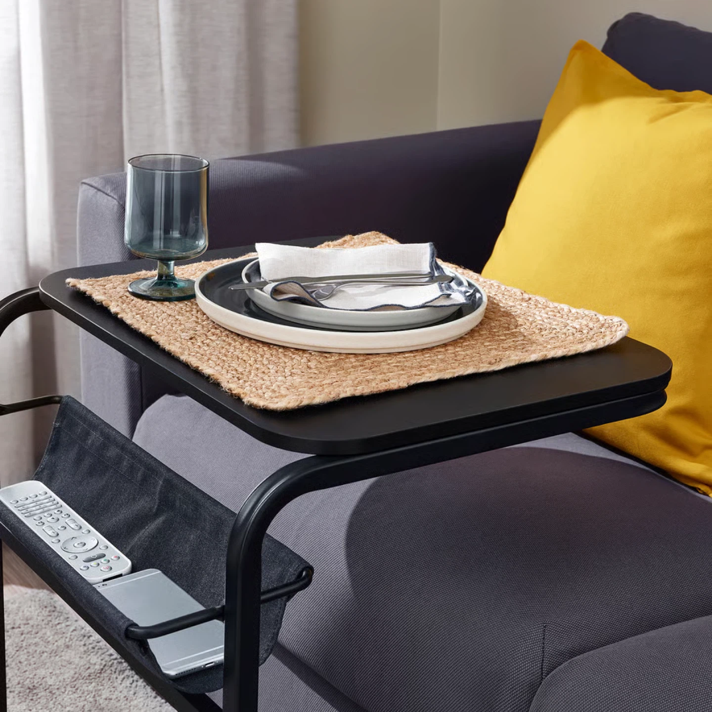 IKEA Side Table – Anthracite/Dark Grey (Sticker Removable)