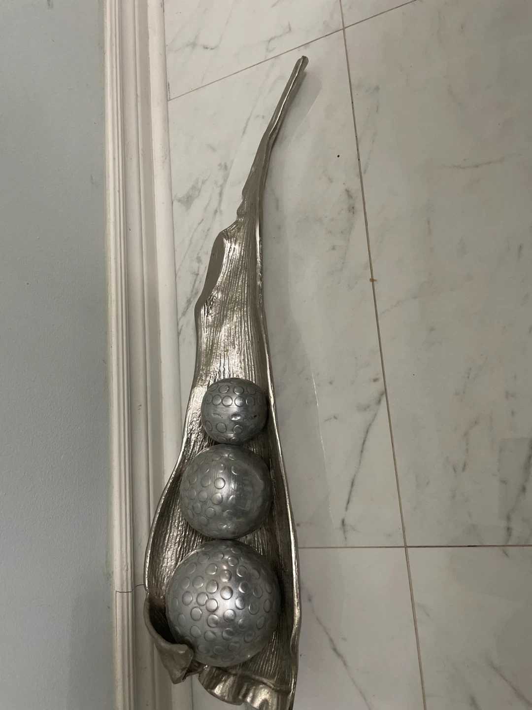 Silver Decorative Leaf with Spheres