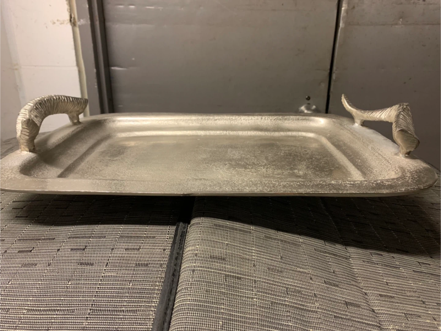 Silver Toned Tray with Ram's Head Handles - photo 2
