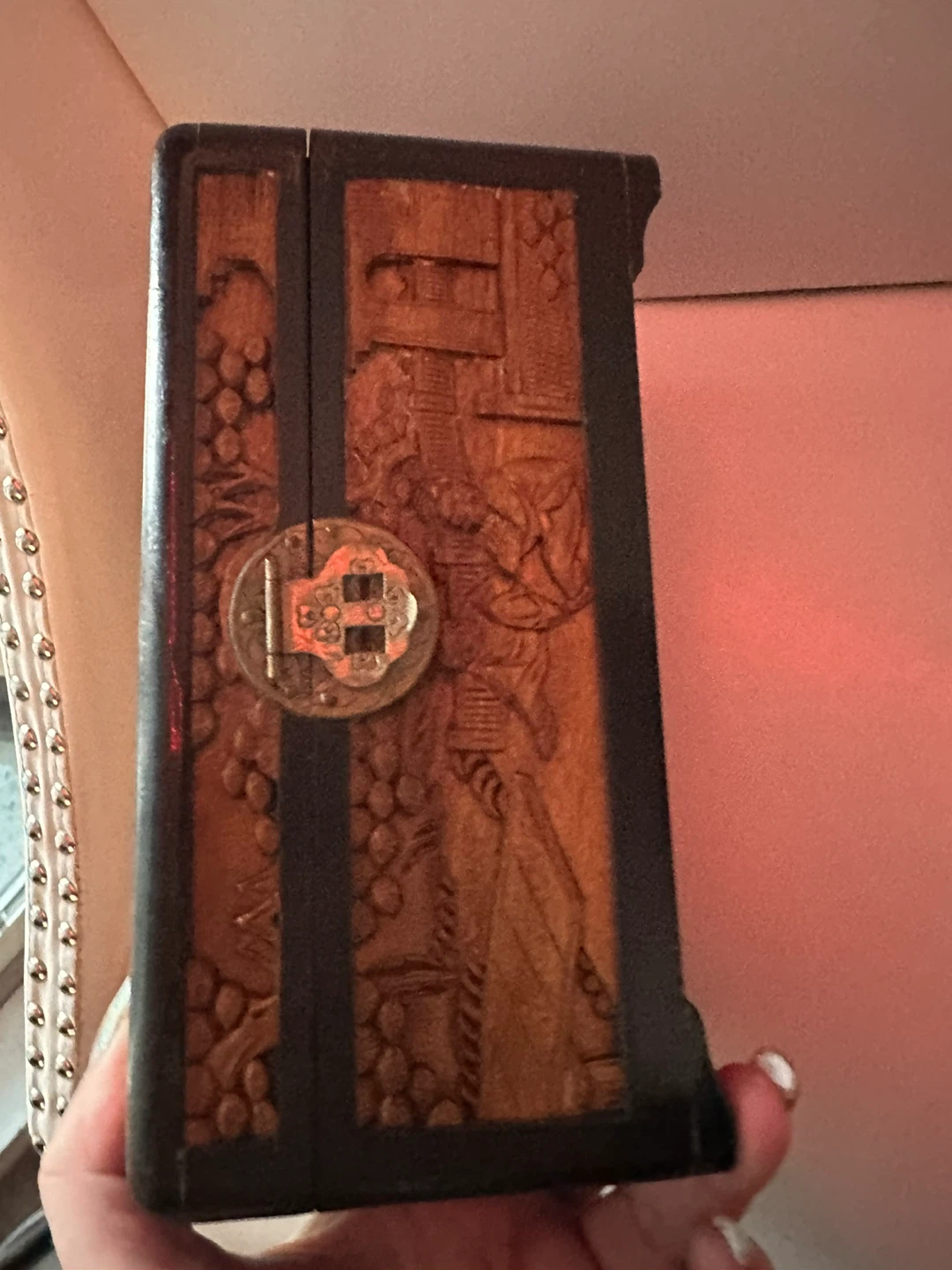 Vintage Carved Wooden Box - photo 4