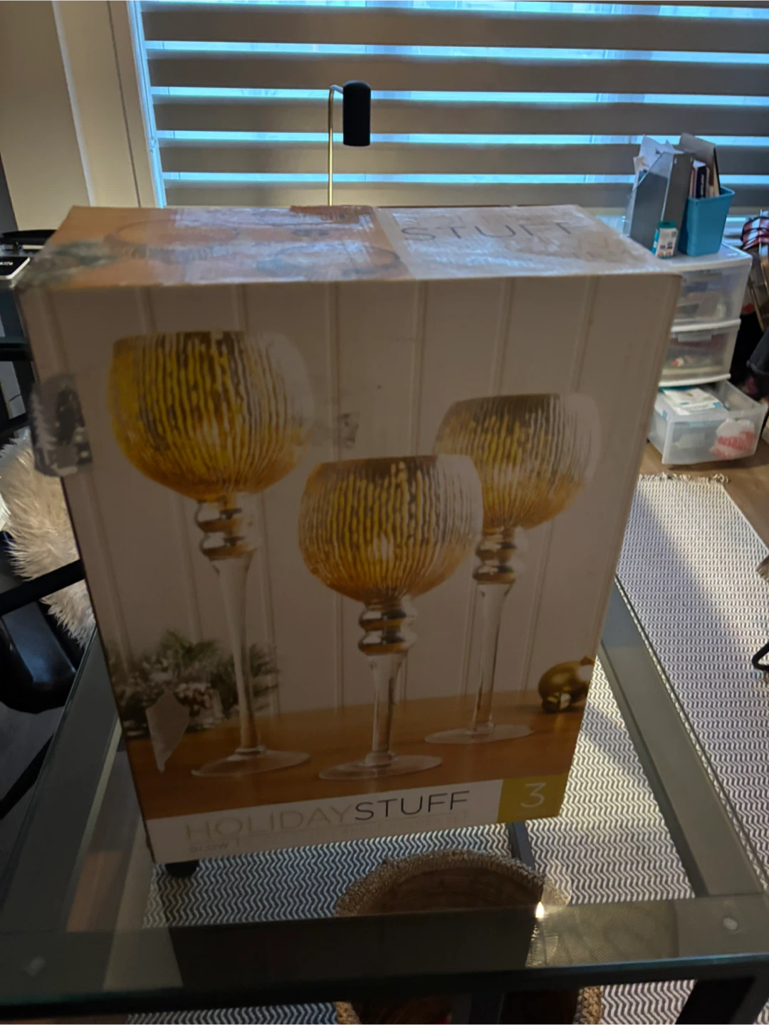 Holiday Stuff Glow Glass Stem Candle Holder Set