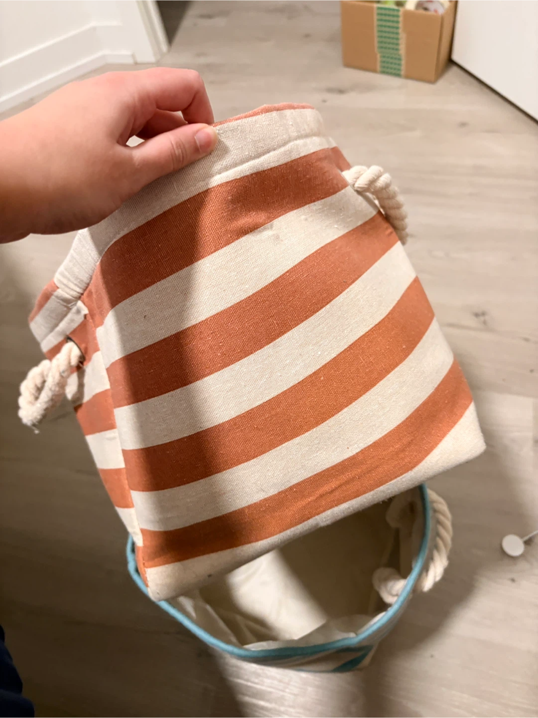 Striped Storage Bin with Rope Handles - photo 2