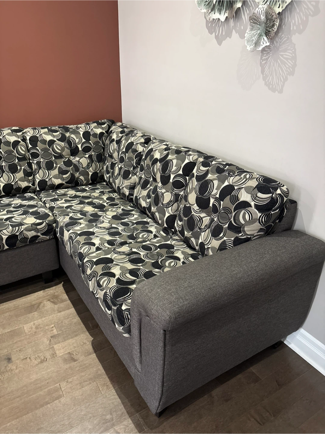 Sectional Sofa - Grey & Patterned