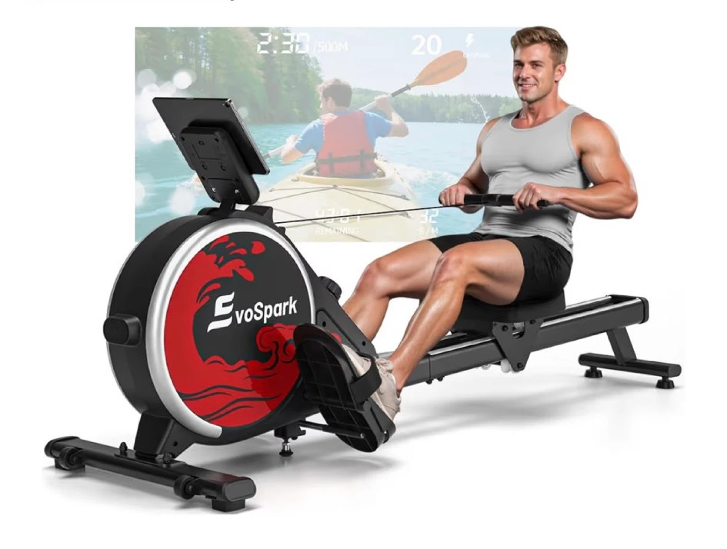 EvoSpark Rowing Machine 106H - Black & Red