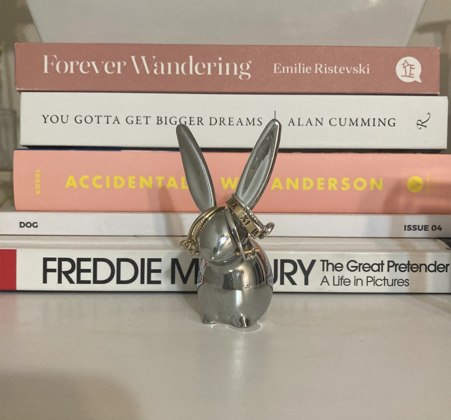 Silver bunny ring holder figurine - photo 2