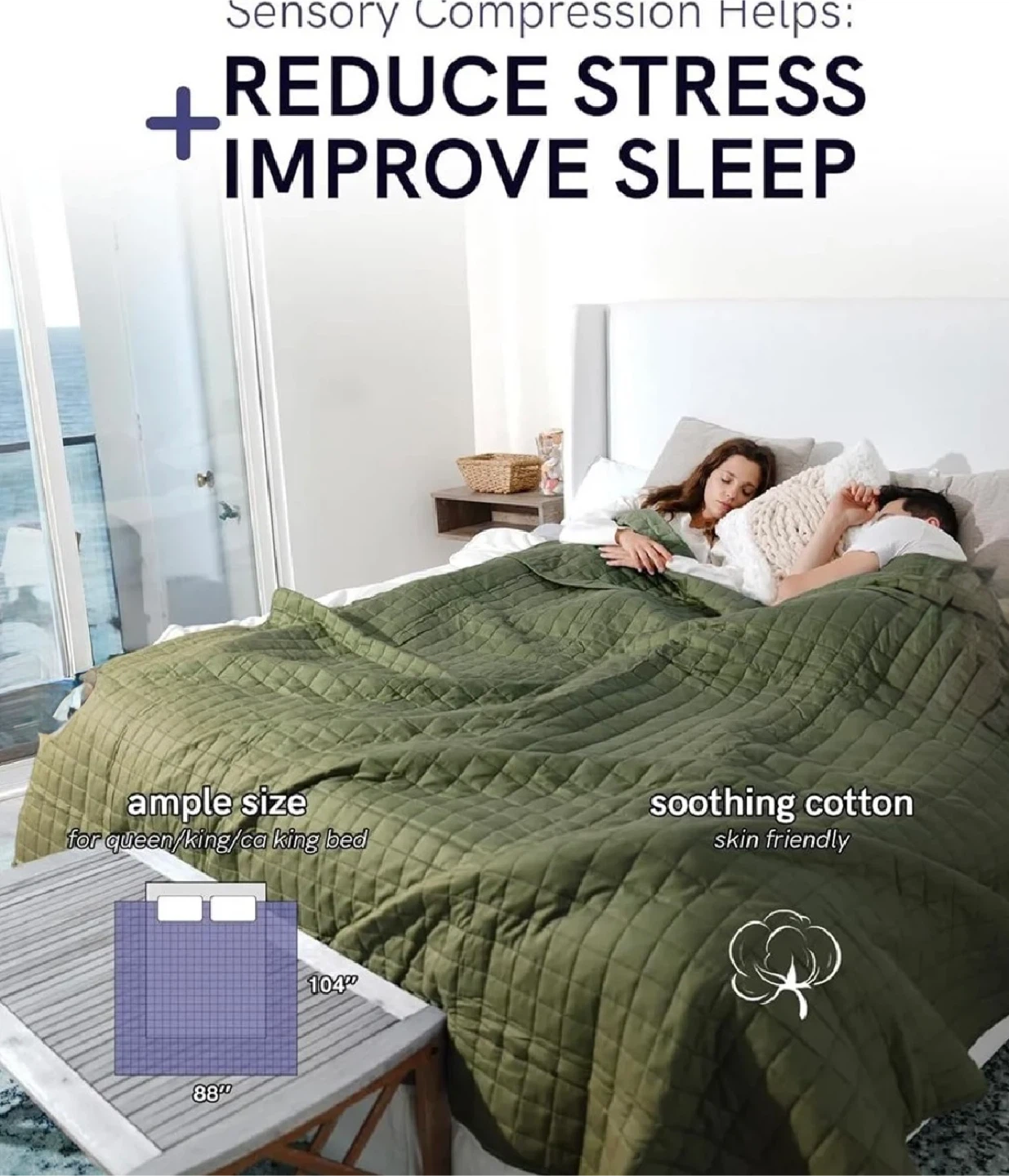 Weighted Blanket, Queen/King Size, Grey Color