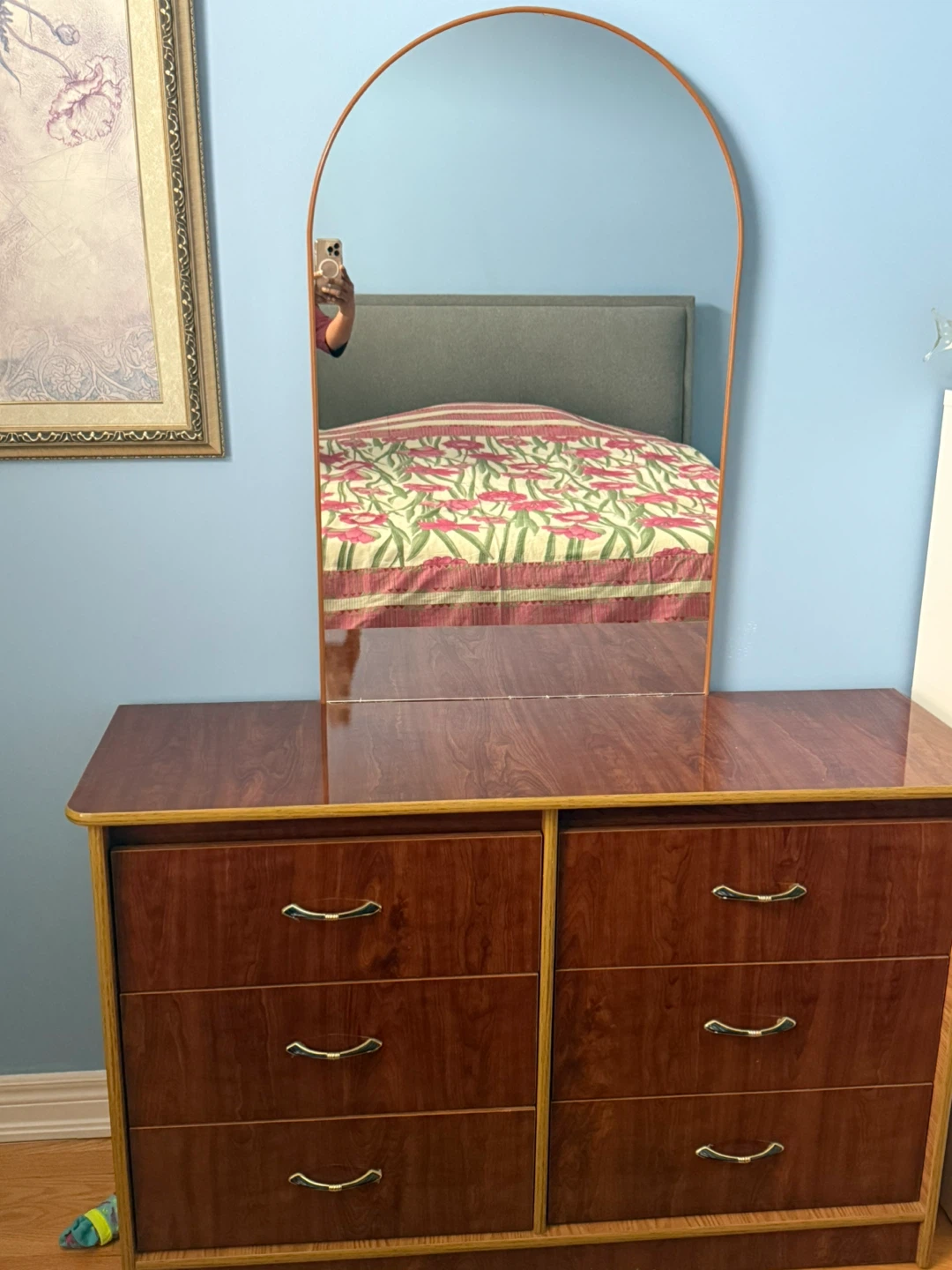 Vintage Wood Dresser with Mirror - photo 3