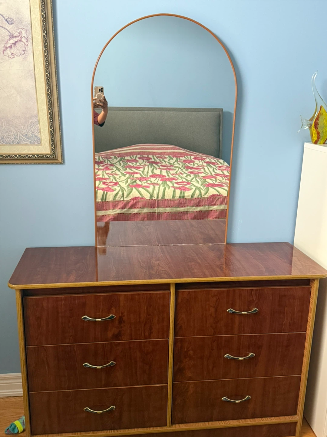 Vintage Wood Dresser with Mirror - photo 4