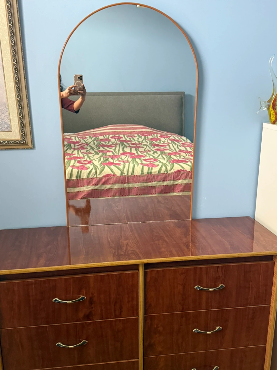 Vintage Wood Dresser with Mirror