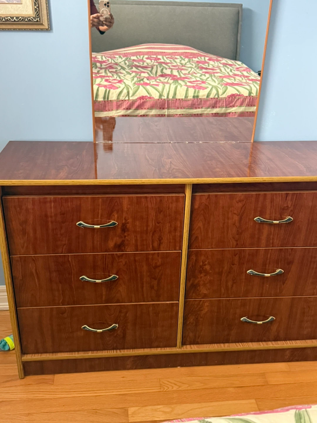 Vintage Wood Dresser with Mirror - photo 2
