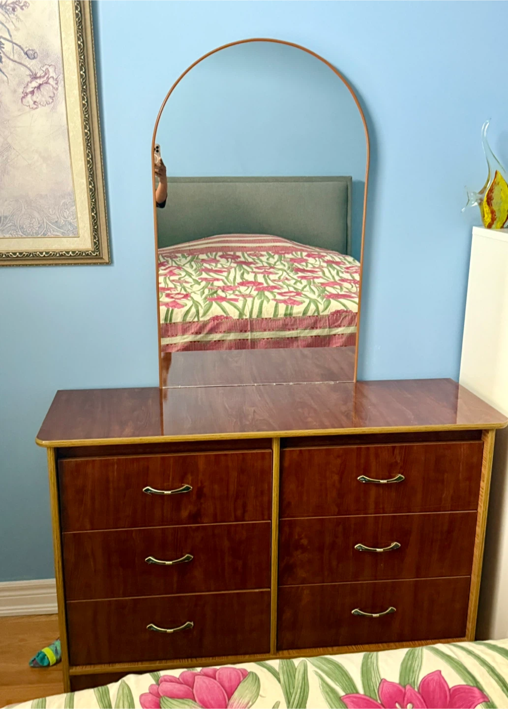 Vintage Wood Dresser with Mirror - photo 5