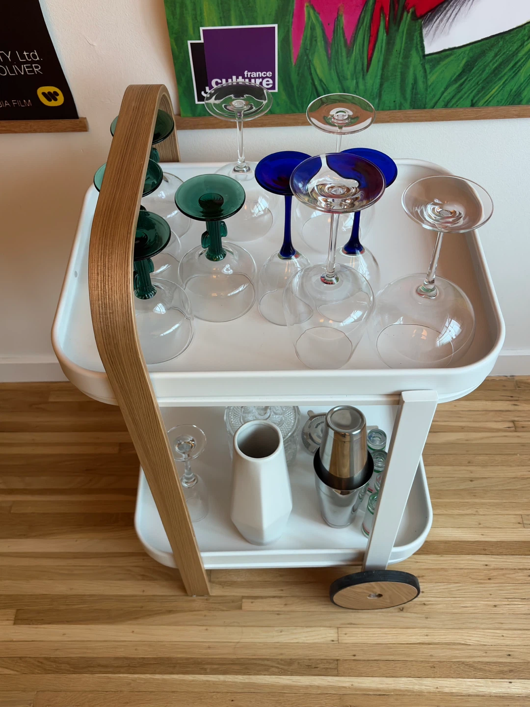White Bar Cart (glasses not included) - photo 3