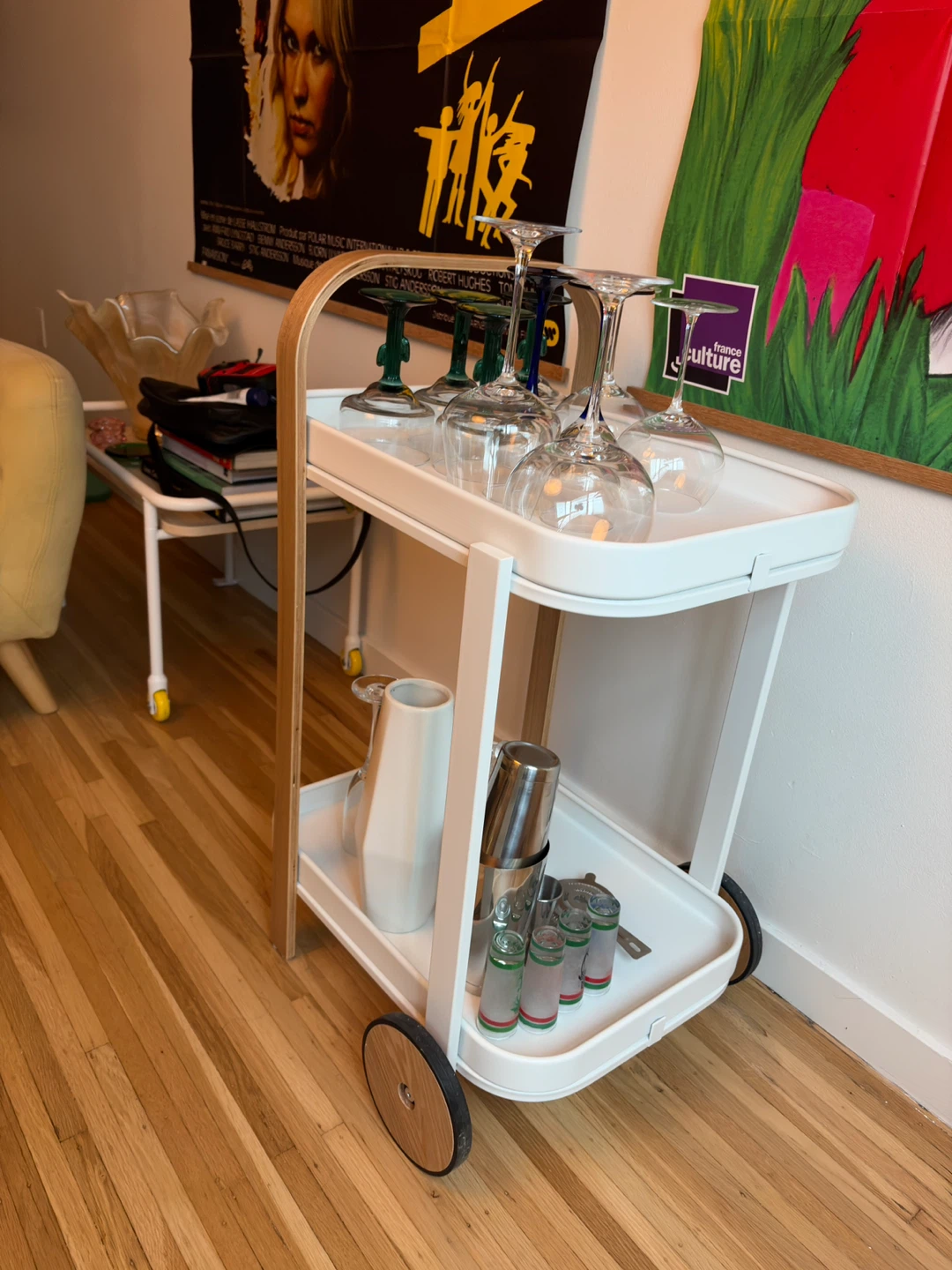 White Bar Cart (glasses not included) - photo 4