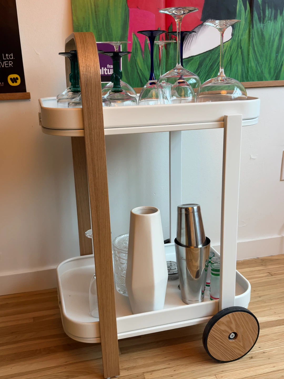White Bar Cart (glasses not included)