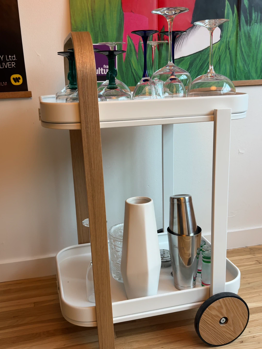 White Bar Cart (glasses not included) - photo 2