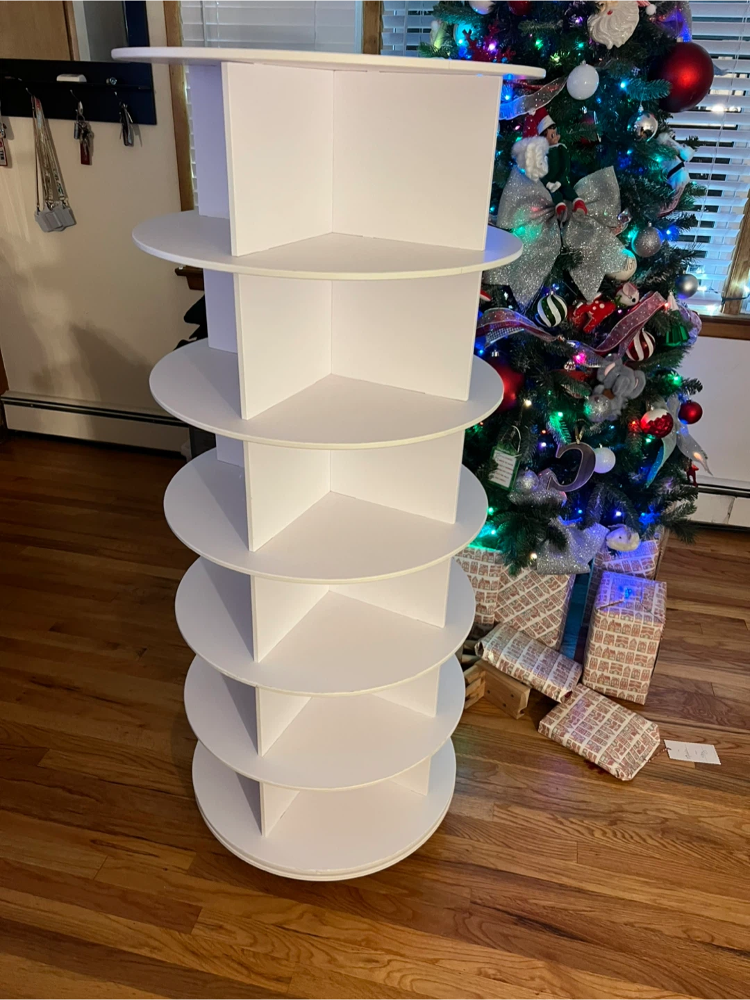 WHITE 6 TIER ROLLING SPINNING SHELF SYSTEM