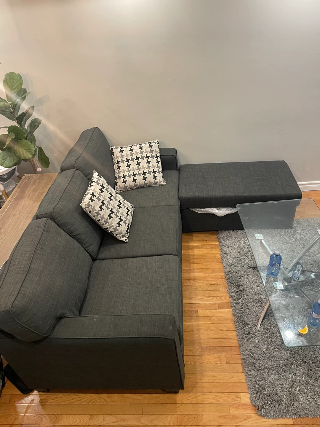Dark Grey Sectional Sofa with Ottoman - photo 2
