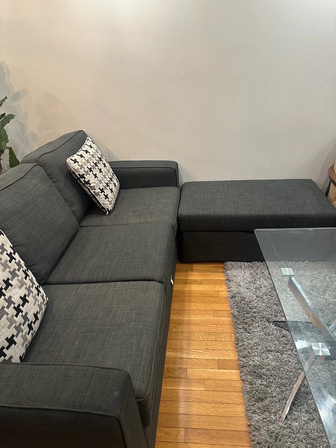 Dark Grey Sectional Sofa with Ottoman