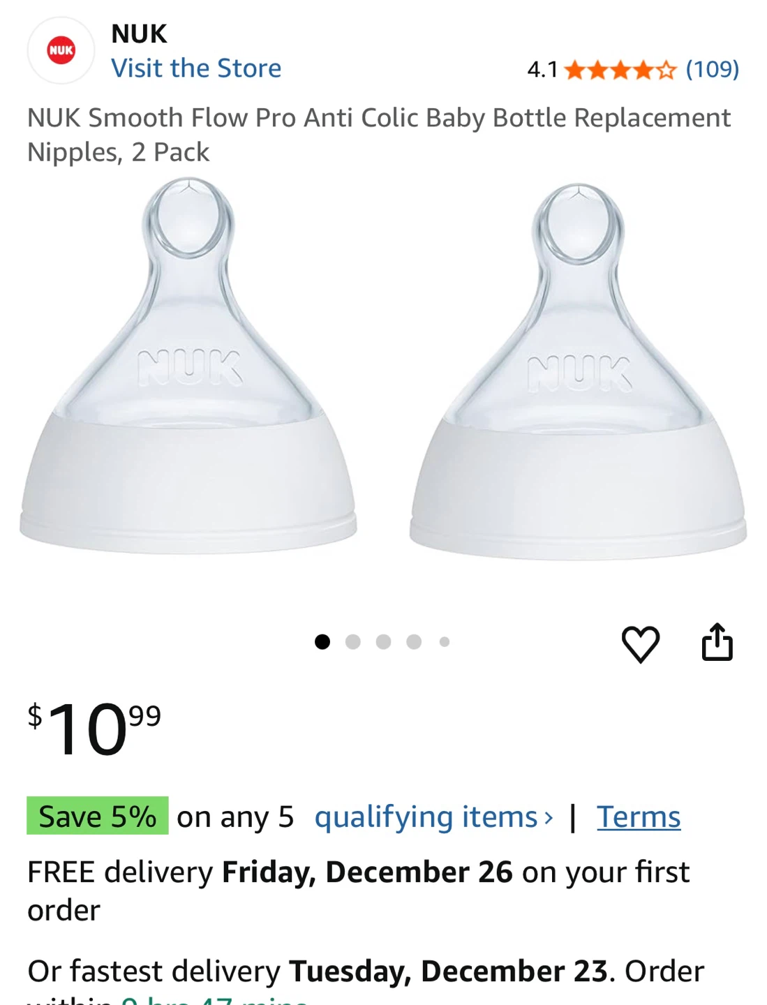 NUK Smooth Flow Pro Anti-Colic Replacement Nipples - photo 3