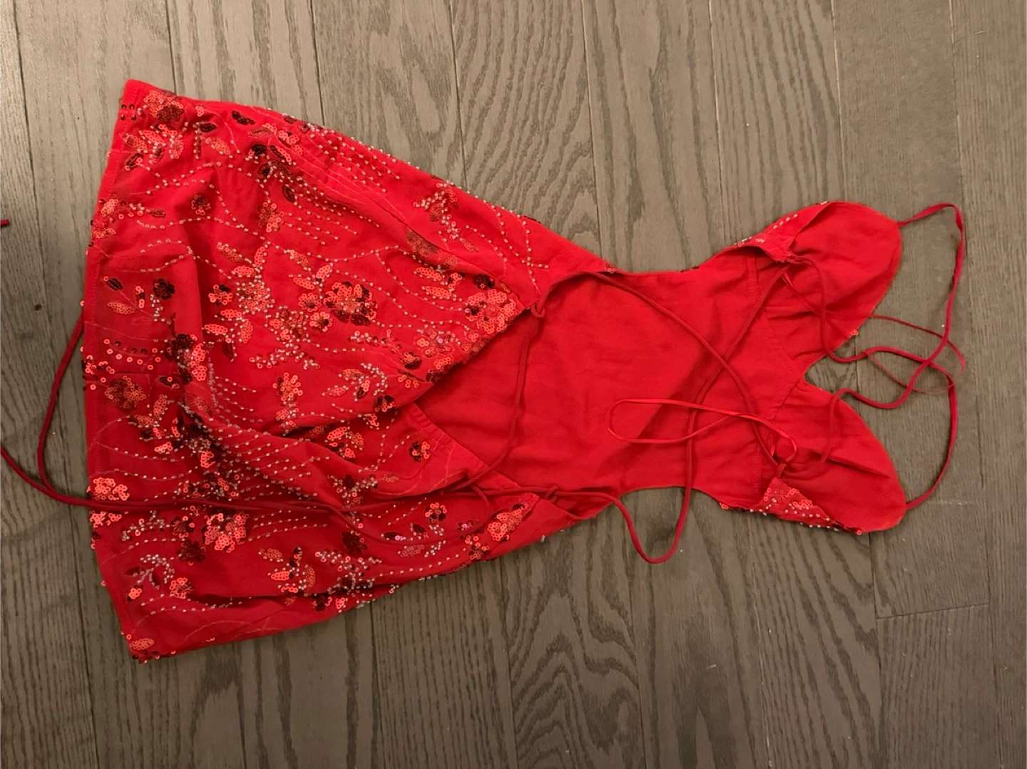 Red Beaded Mini Dress- edikted - photo 3