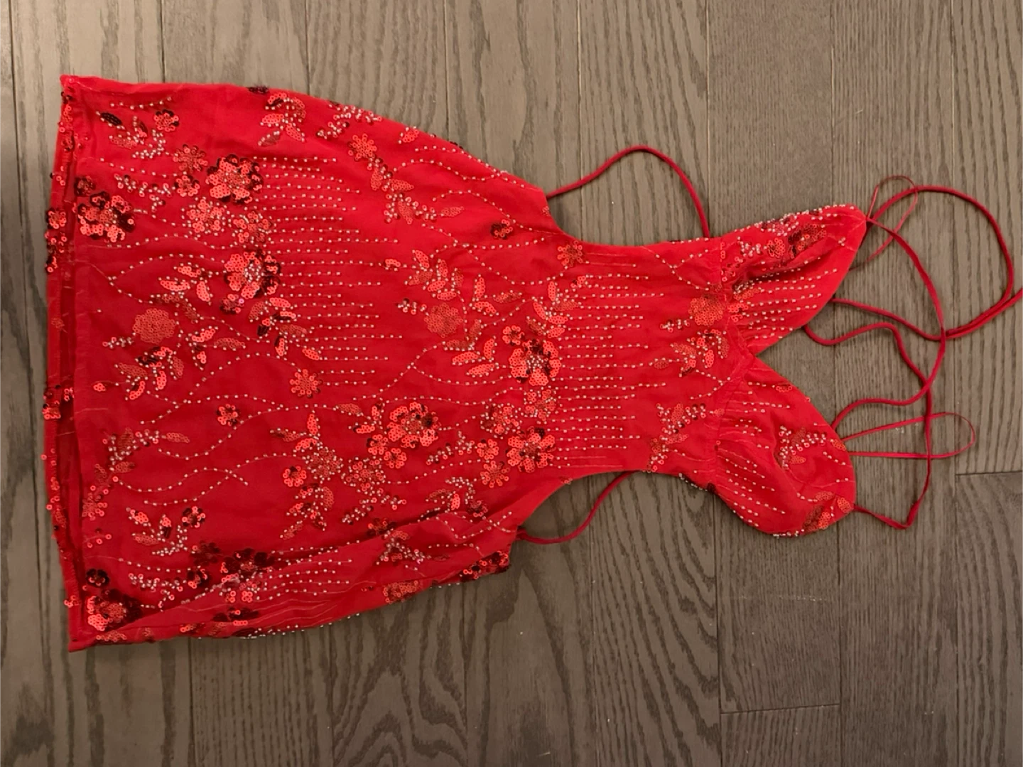 Red Beaded Mini Dress- edikted - photo 2