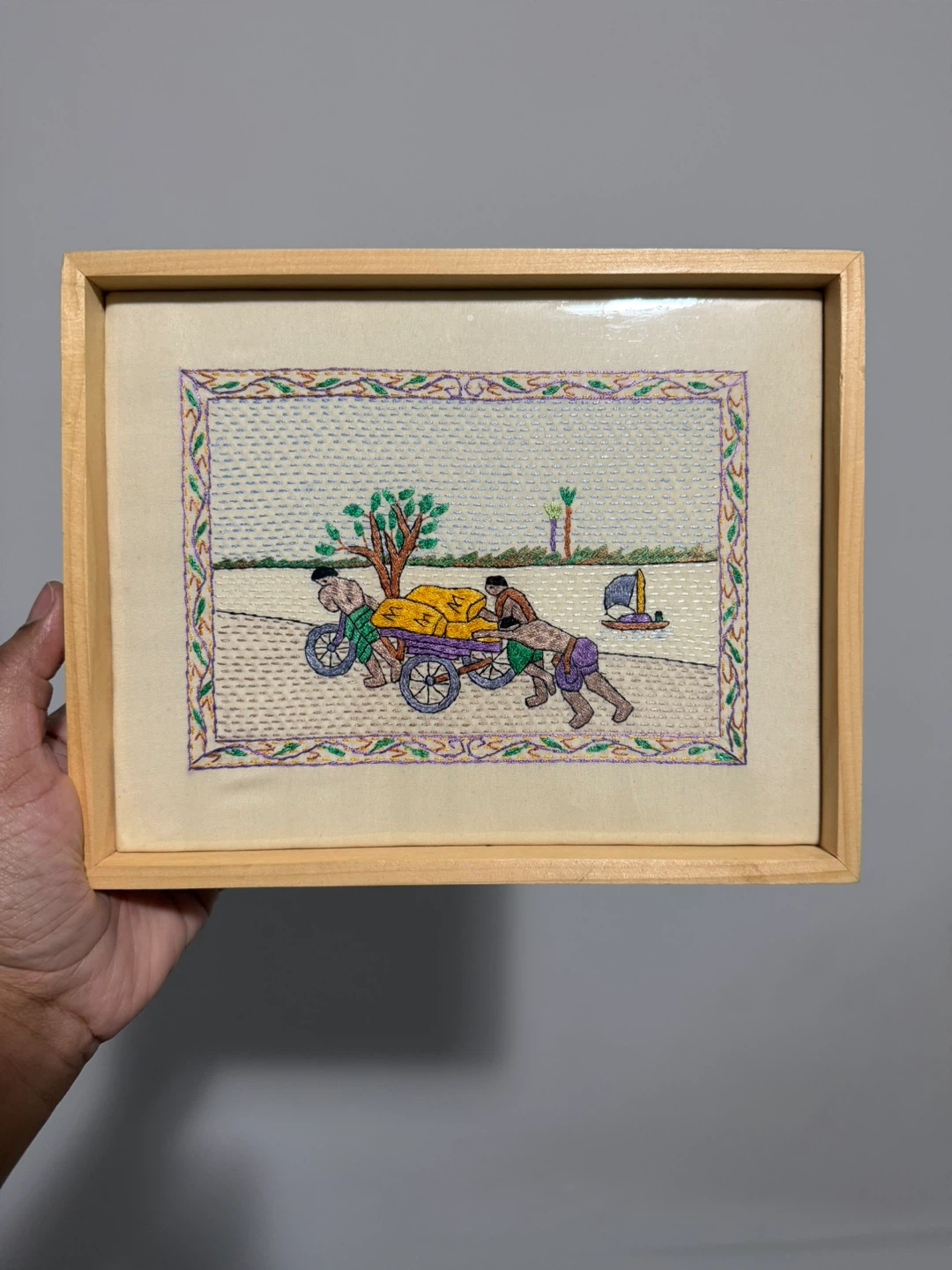 Framed hand stitched  Art