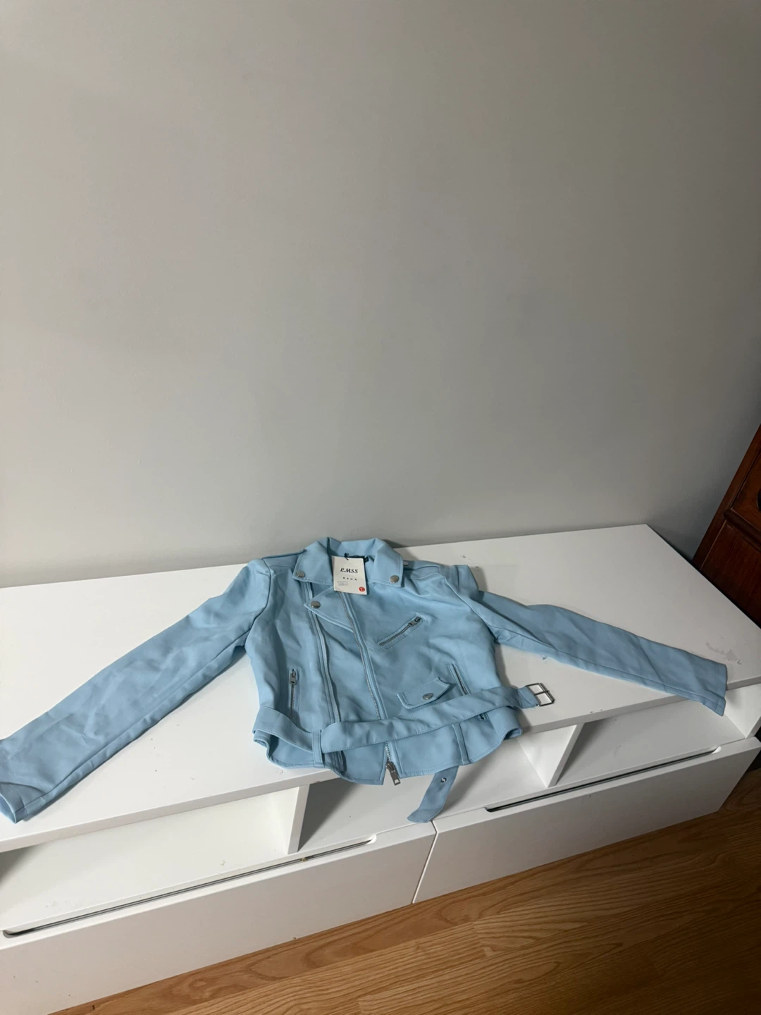 LMSS Light Blue Faux Leather Jacket - New with Tags!