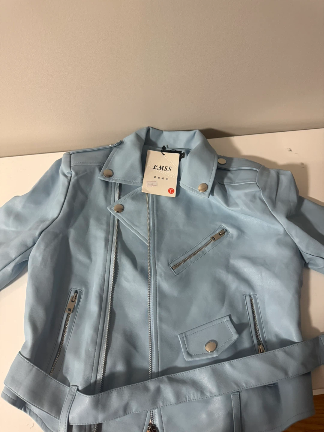 LMSS Light Blue Faux Leather Jacket - New with Tags! - photo 2