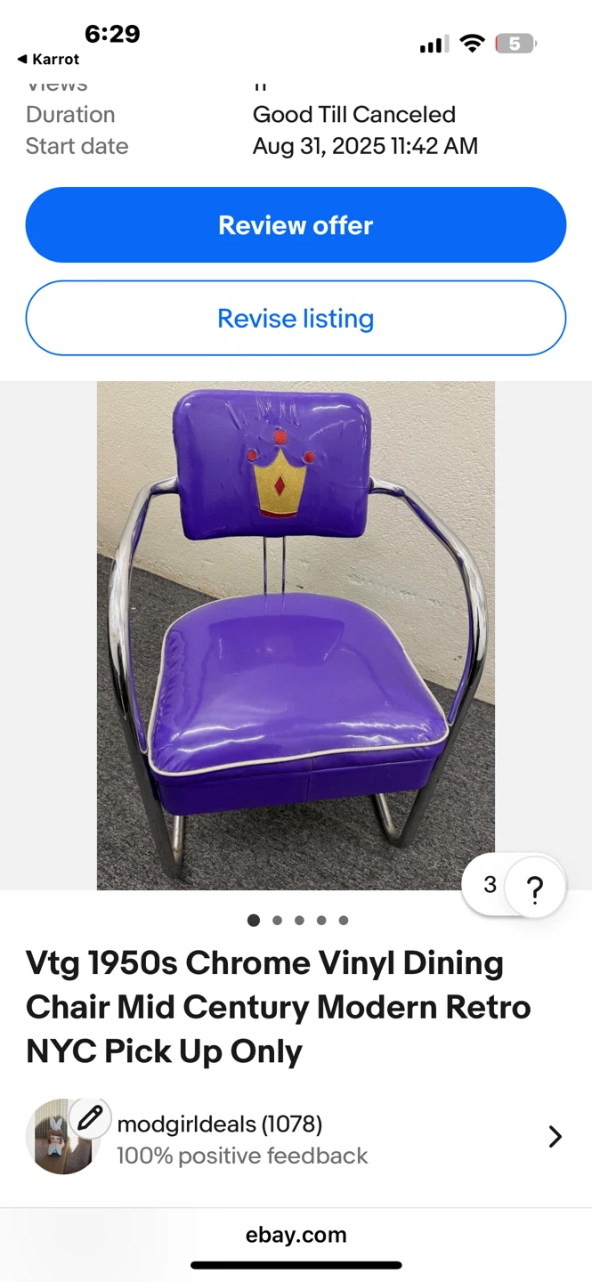 Vintage Outdoor or Kitchen Dinette Chair 50’s Mid Century Modern