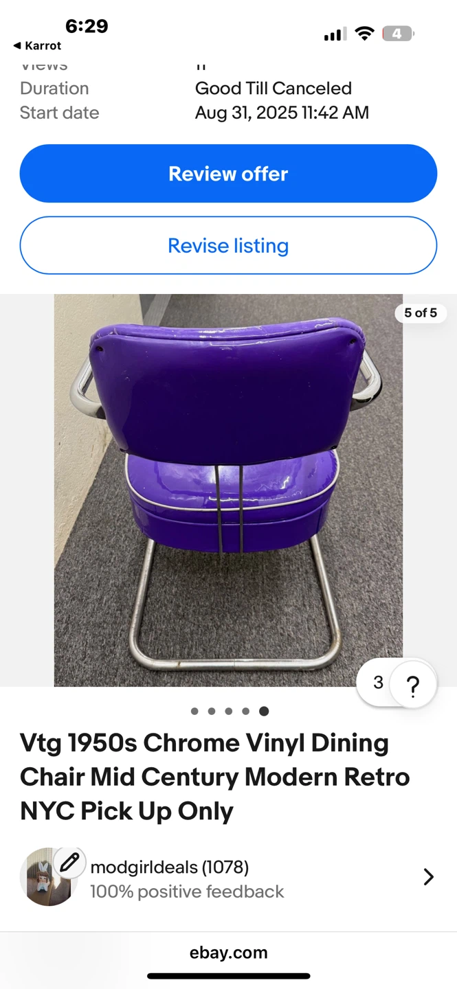 Vintage Outdoor or Kitchen Dinette Chair 50’s Mid Century Modern - photo 5