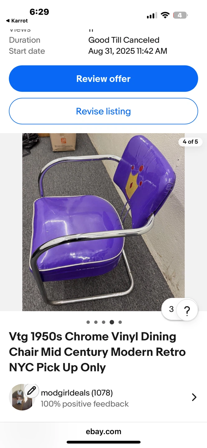 Vintage Outdoor or Kitchen Dinette Chair 50’s Mid Century Modern - photo 4