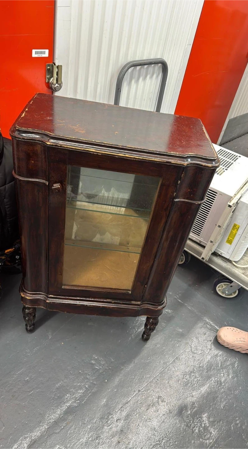 Antique Dark Wood Curio Cabinet