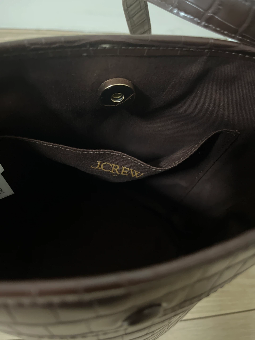 J.Crew Brown Crocodile Embossed Bucket Bag - photo 3