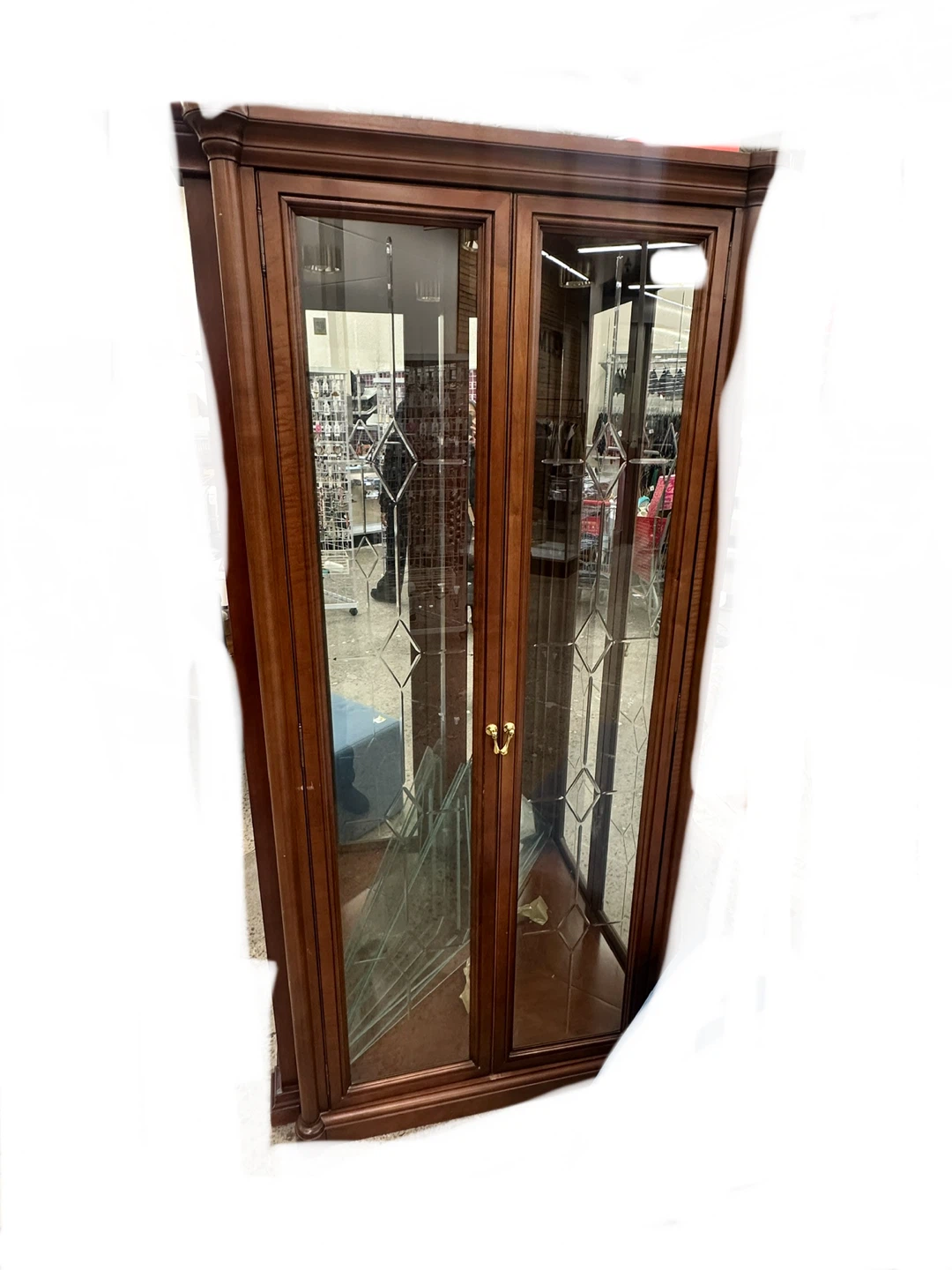 Corner curio/display cabinet with glass doors and shelves - photo 2