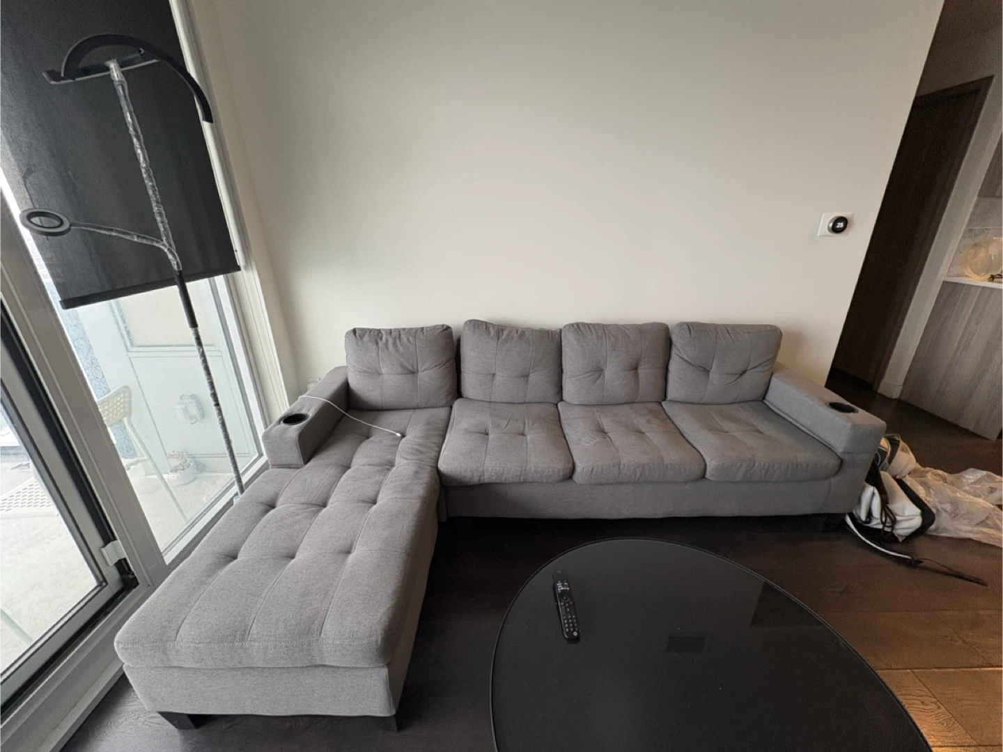 Grey Sectional Sofa with Chaise Lounge $250 OBO