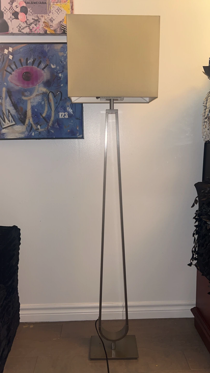 Modern Floor Lamp - Beige Shade, Metal Frame
