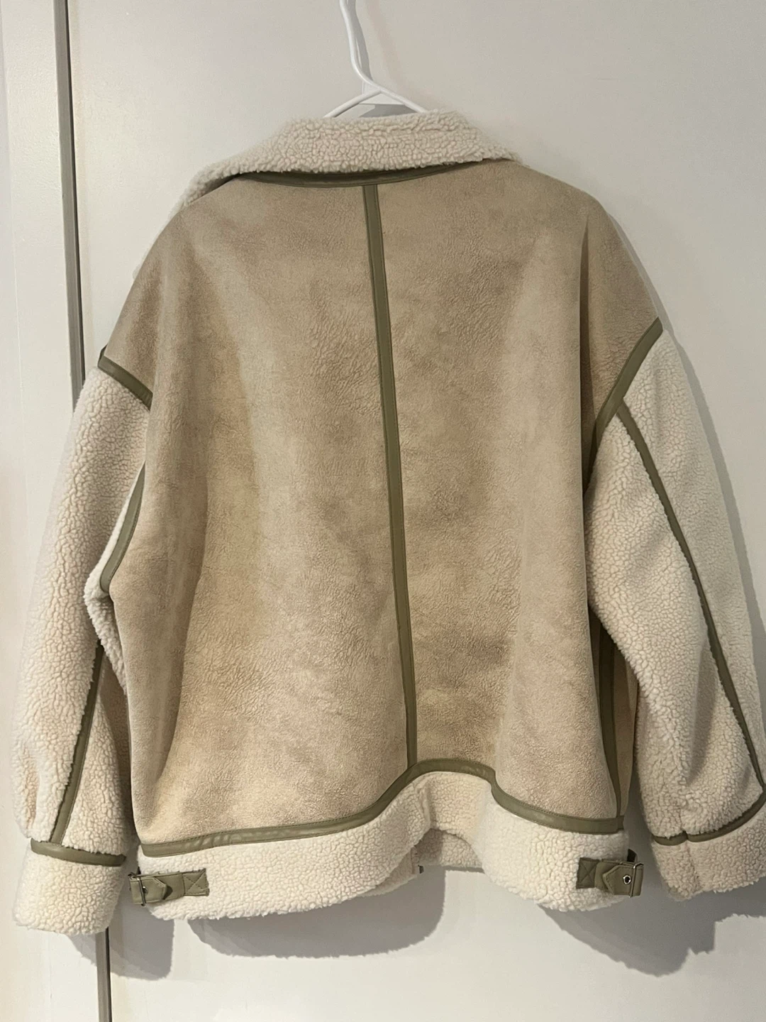 Woman Faux Suede Shearling Aviator Jacket Size M - photo 2